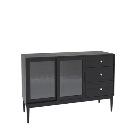 Three-Drawer Buffet w/Fluted Glass Doors
