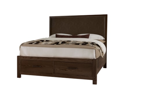 Transitional King Upholstered Bed with Footboard Storage
