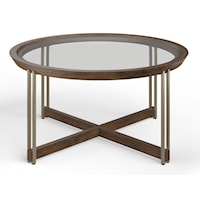 Contemporary Round Cocktail Table with Glass Table Top