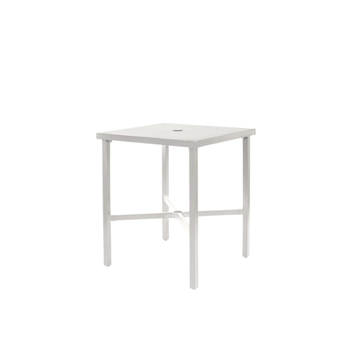 30" X 30" Counter Height Table With Aluminum Top And Umbrella Hole - Bone