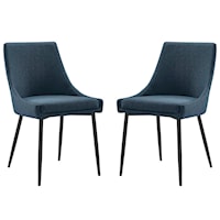 Upholstered Fabric Dining Chairs - Black/Azure - Set of 2