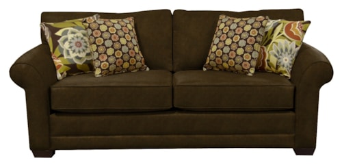 Casual Queen Sleeper Sofa with Flared Rolled Arms