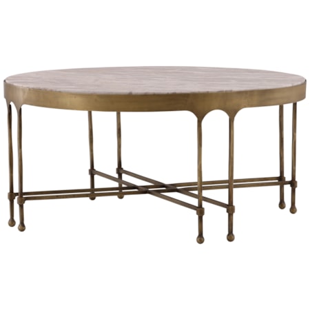 Oval Coffee Table with Marble Top