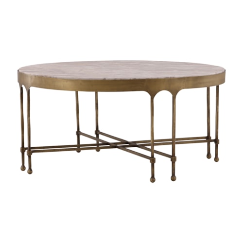 Transitional Oval Coffee Table with Marble Top