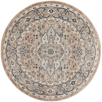 5'3"  Beige/Grey Round Rug