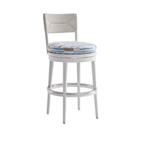 Outdoor Coastal Swivel Bar Stool with Woven Back