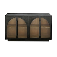 Traditional Four Door Credenza with Glass Doors