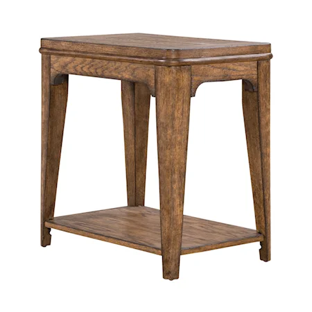 Rustic Chairside Table with Fixed Lower Shelf