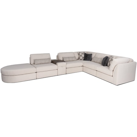 Casual L-Shaped Sectional Sofa with Console and Bump Chaise