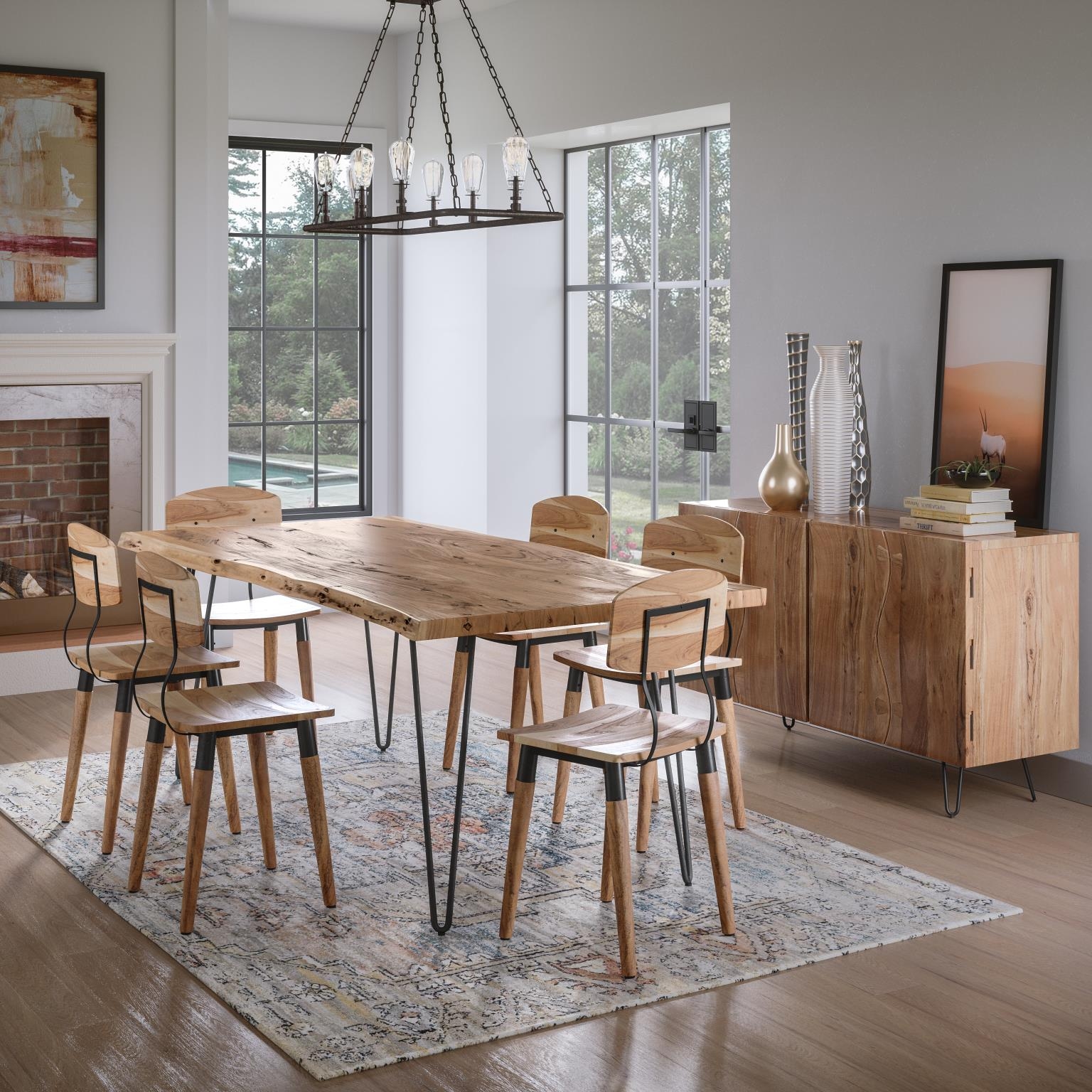 79" Dining Table with 6 Chairs