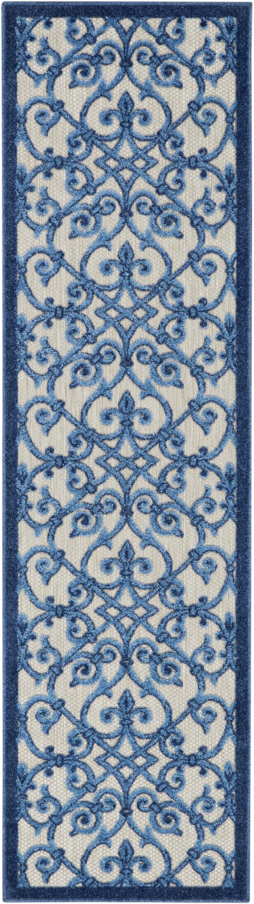 2'3" x 10' Grey/Blue Runner Rug