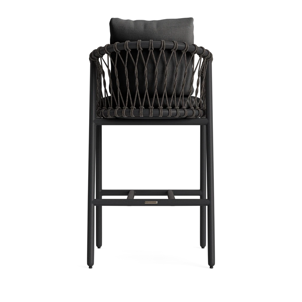 Brown Jordan Oscar Cushioned Barrel-Back Rope Barstool