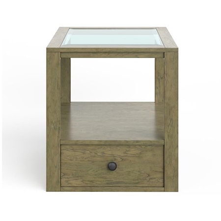Transitional 1-Drawer Rectangular End Table with Open Storage Shelf