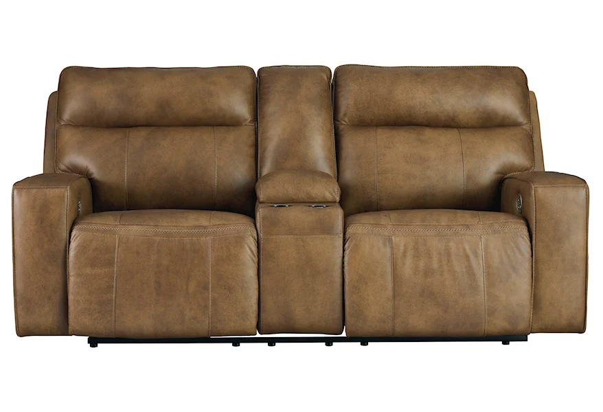 Signature Design by Ashley Game Plan Contemporary Leather Power Reclining  Loveseat with Console | Standard Furniture | Reclining Loveseats