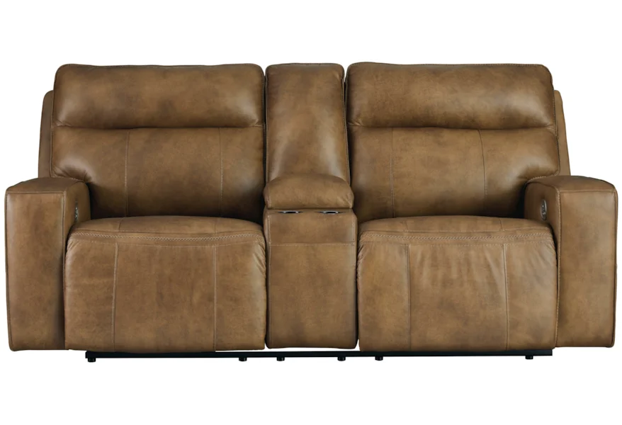 Signature Design by Ashley Game Plan Contemporary Leather Power Reclining  Loveseat with Console | Standard Furniture | Reclining Loveseats