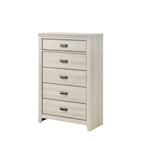 Carter Contemporary 5-Drawer Bedroom Chest - White