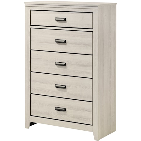 Carter Contemporary 5-Drawer Bedroom Chest - White