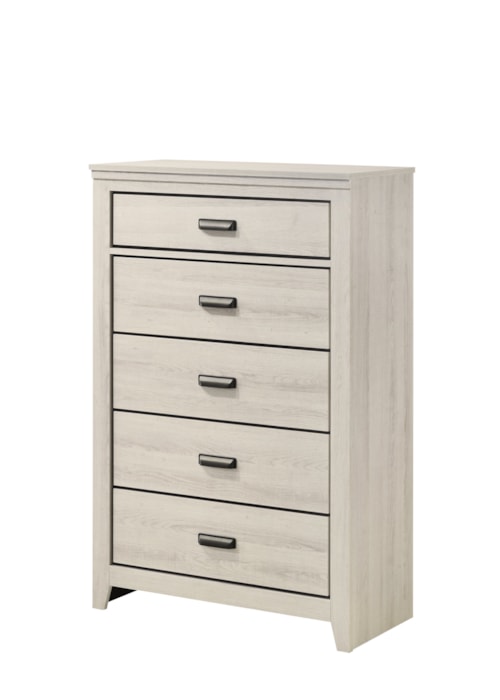 Carter Contemporary 5-Drawer Bedroom Chest - White