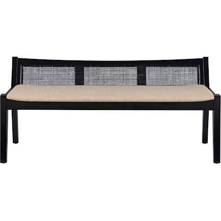 Tranistional Bauer Upholstered Cane Bench