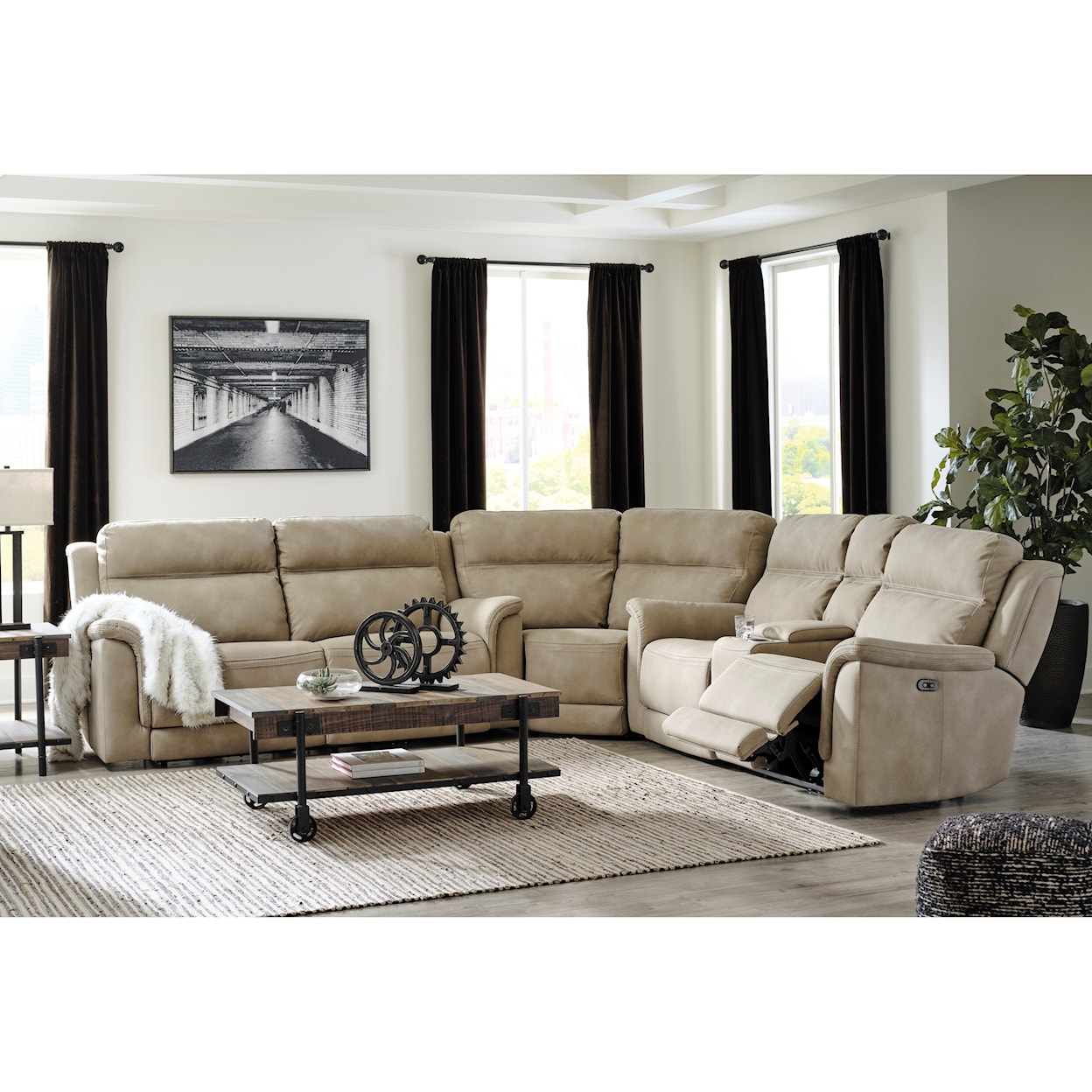 Signature Design by Ashley Furniture Next-Gen DuraPella Pwr Reclining Sectional with Adj Headrests