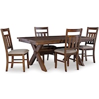 Rustic 5-Piece Dining Set with 4 Side Chairs