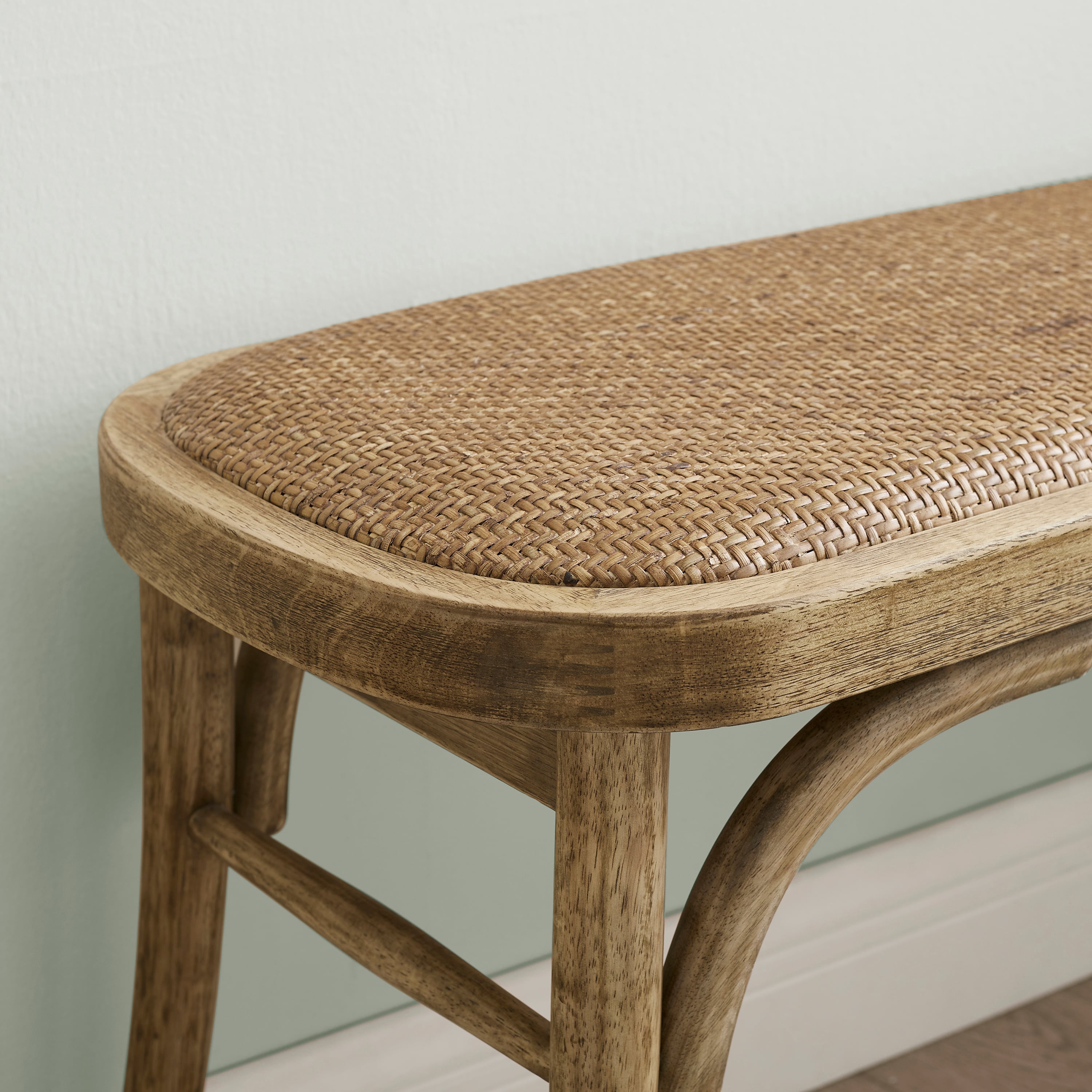 Bench with Woven Rattan Seat