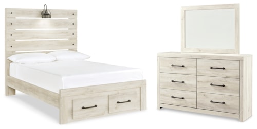 Full Storage Bed, Dresser And Mirror