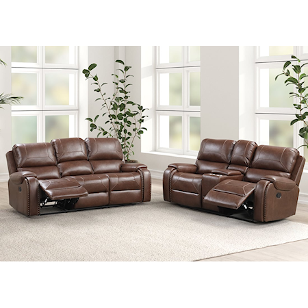 Manual Reclining Sofa and Loveseat Set