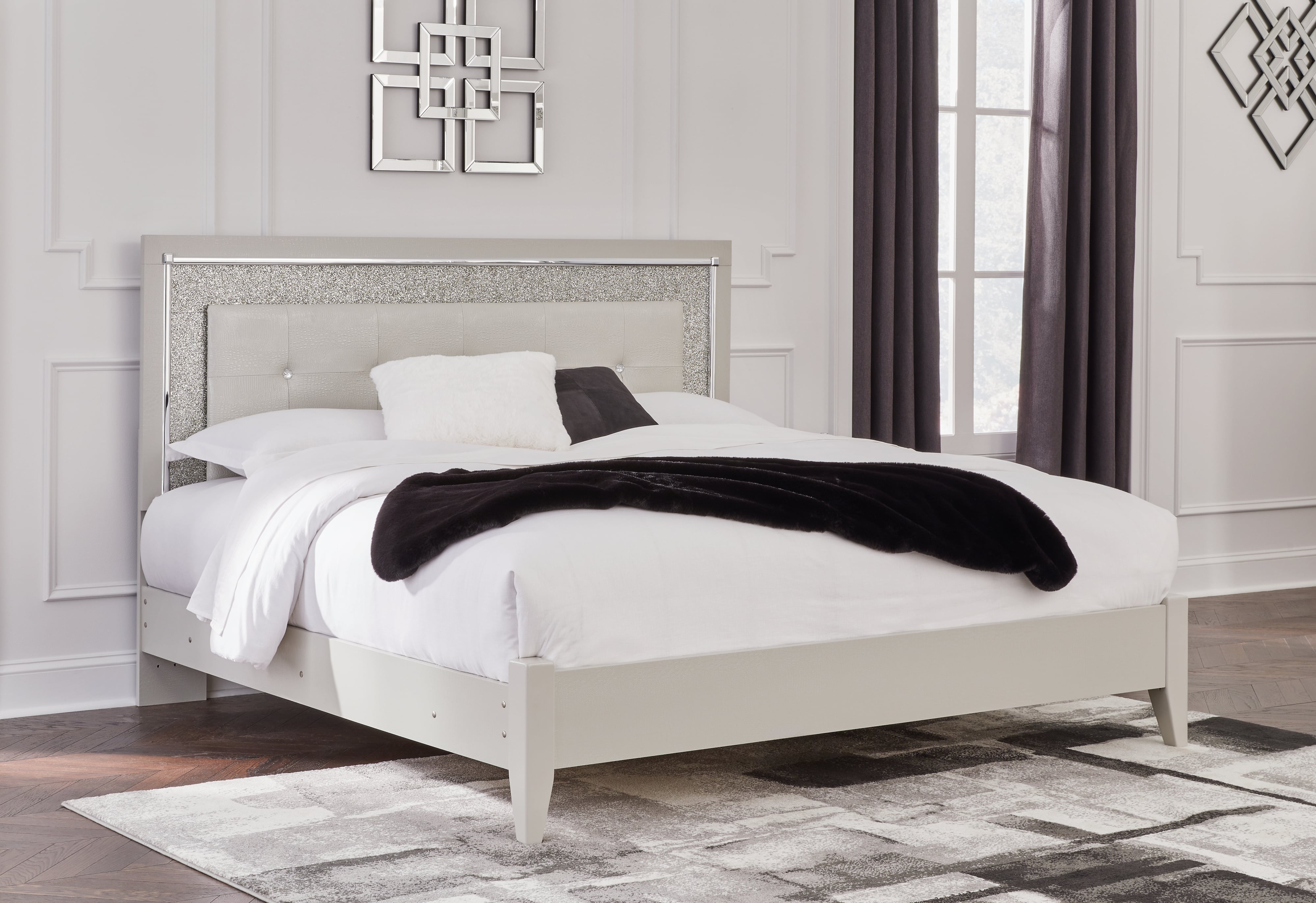 Signature Design By Ashley Zyniden B2114B3 King Upholstered Panel Bed ...