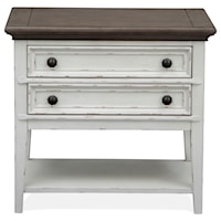 Relaxed Vintage Open Nightstand with USB Charger
