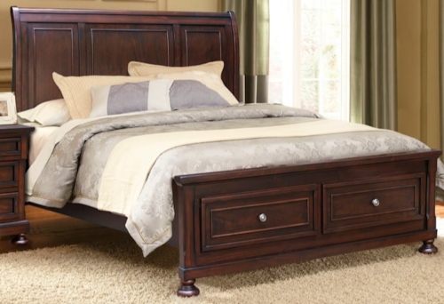 Transitional King Sleigh Storage Bed