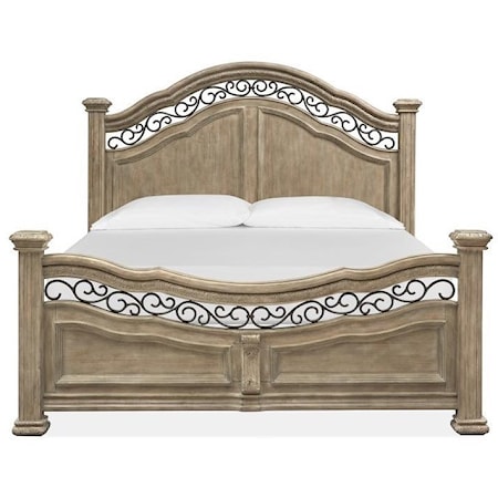 Traditional California King Poster Bed with Metal Trim