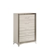 Global Furniture Zambrano White 5-Drawer Chest with Metal Accents