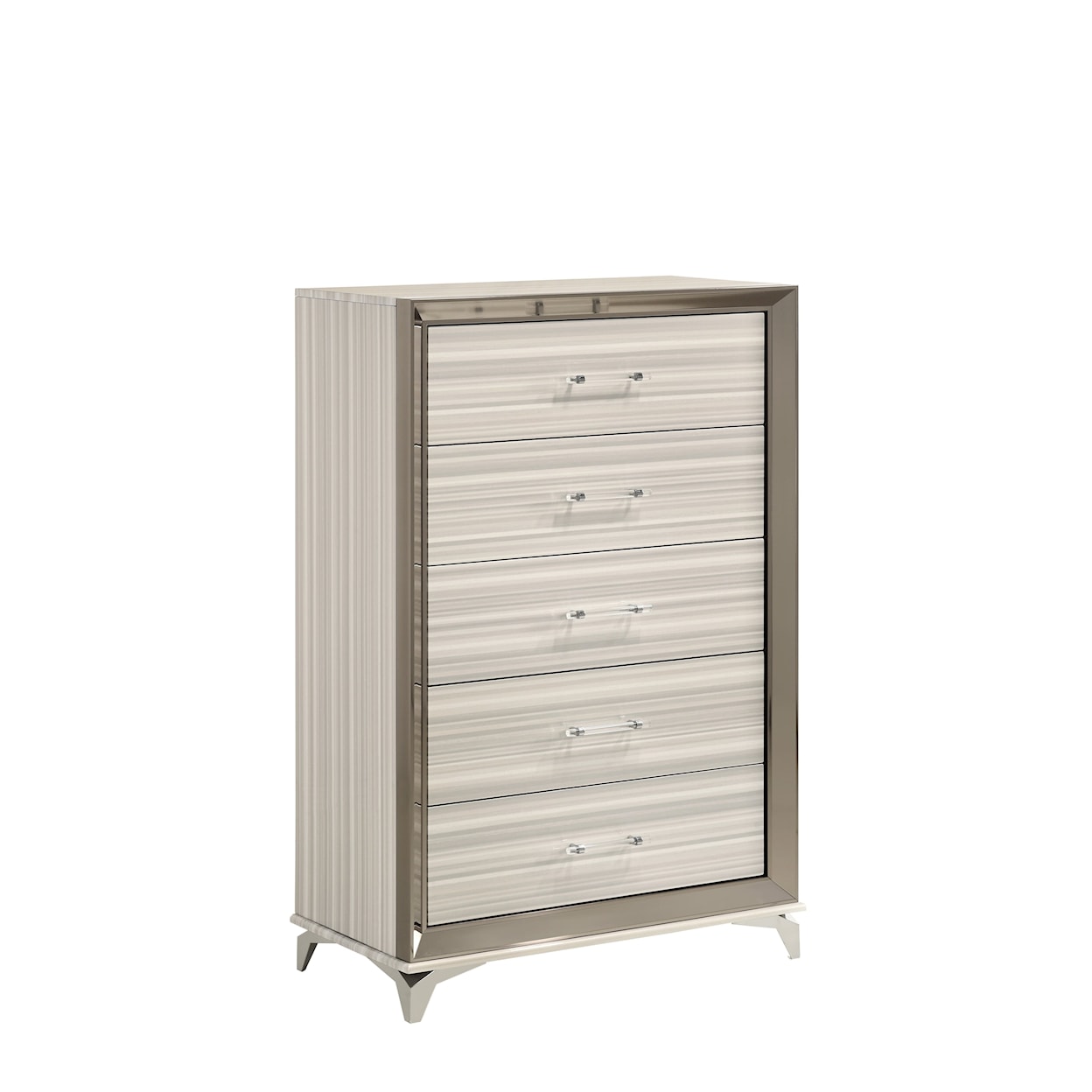 Global Furniture Zambrano White 5-Drawer Chest with Metal Accents