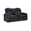 Signature Fyne-Dyme Power Reclining Loveseat With Console