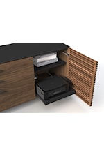 BDI Corridor Contemporary L-Shaped Desk with Louvered Doors and Keyboard Drawer