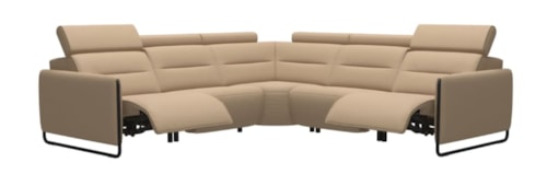 Contemporary Power Reclining 4-Seat Sectional Sofa with Power Headrests and Steel Arms