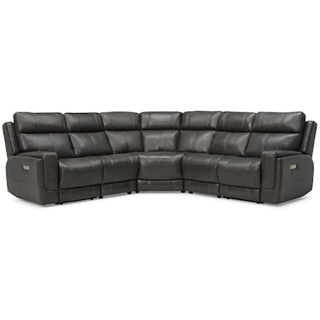 Hargrave Casual 4-Seat Corner Curve Sectional with 3 Triple Power Recliners