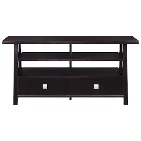 Transitional TV Stand with Metal Drawer Pulls