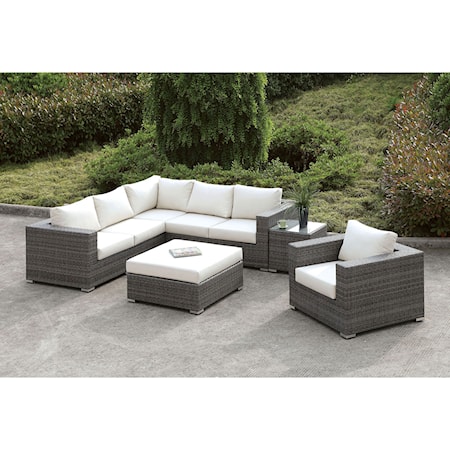 L-Sectional + Chair + End Table + Ottoman