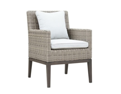 Coastal Outdoor Resin Wicker Patio Arm Chair with Cushion