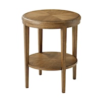 Transitional Round Side Table with Shelf