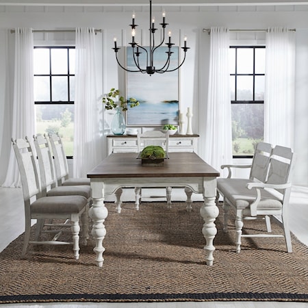 Farmhouse 6-Piece Rectangular Table Set with Upholstered Seating