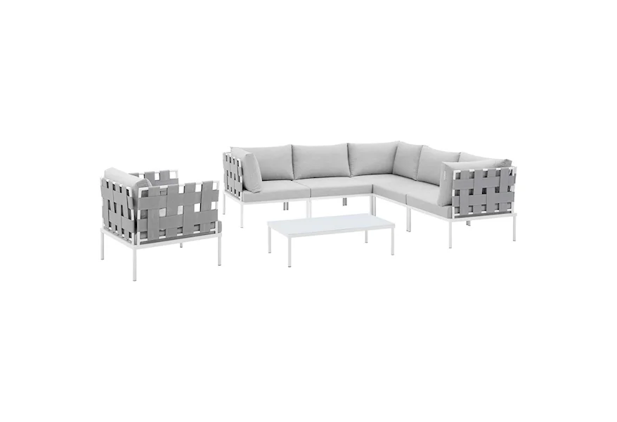 Harmony Outdoor 7-Piece Aluminum Sectional Sofa Set by Modway at Value City Furniture