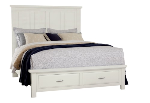 Rustic Farmhouse King Mansion Bed with Storage Footboard