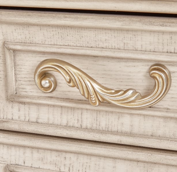 Michael Amini Platine de Royale 7-Drawer Vanity Desk and Mirror