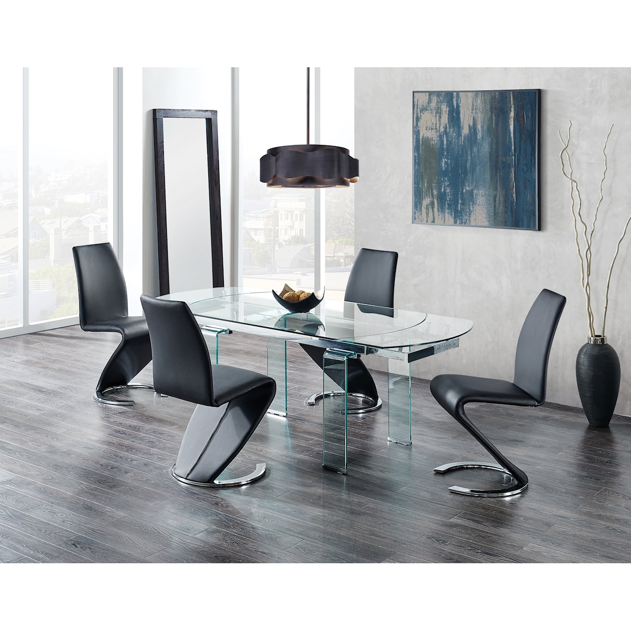 Global Furniture D2160DT Dining Table Set with 4 Dining Chairs