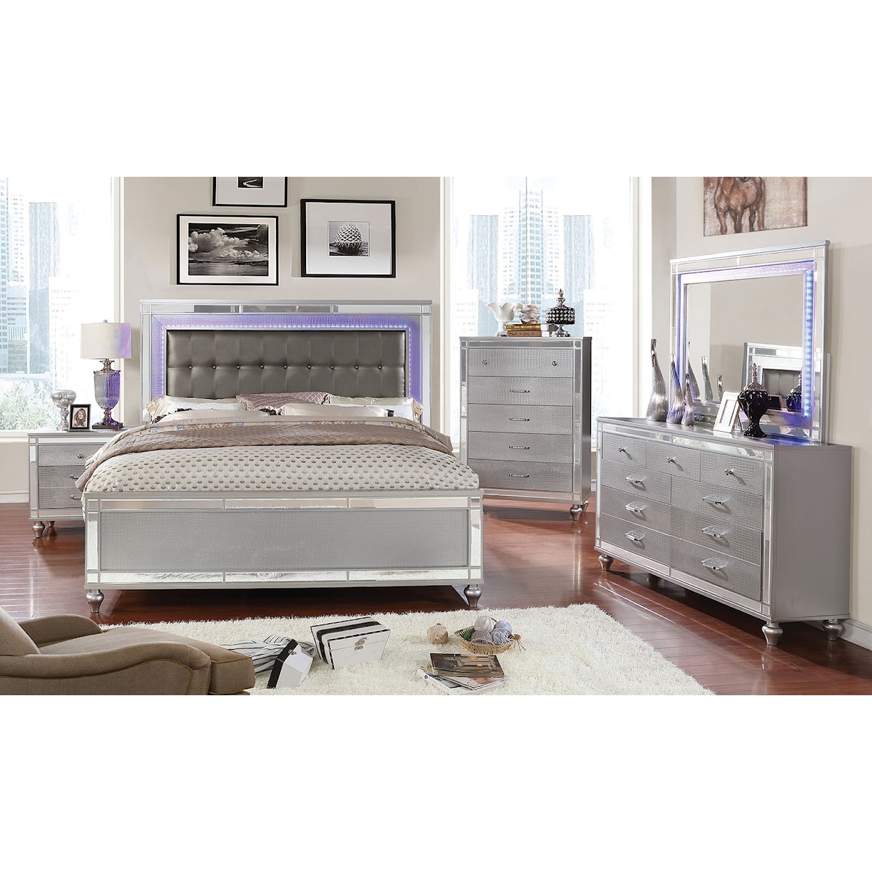 Furniture of America Brachium 4-Piece Queen Bedroom Set