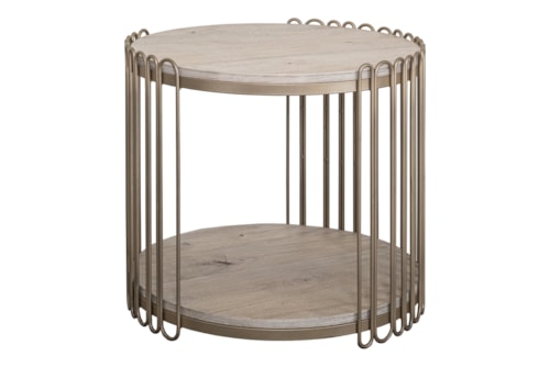 Mid-Century Modern Round End Table with Bottom Shelf