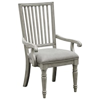 Transitional Dining Arm Chair with Upholstered Seat